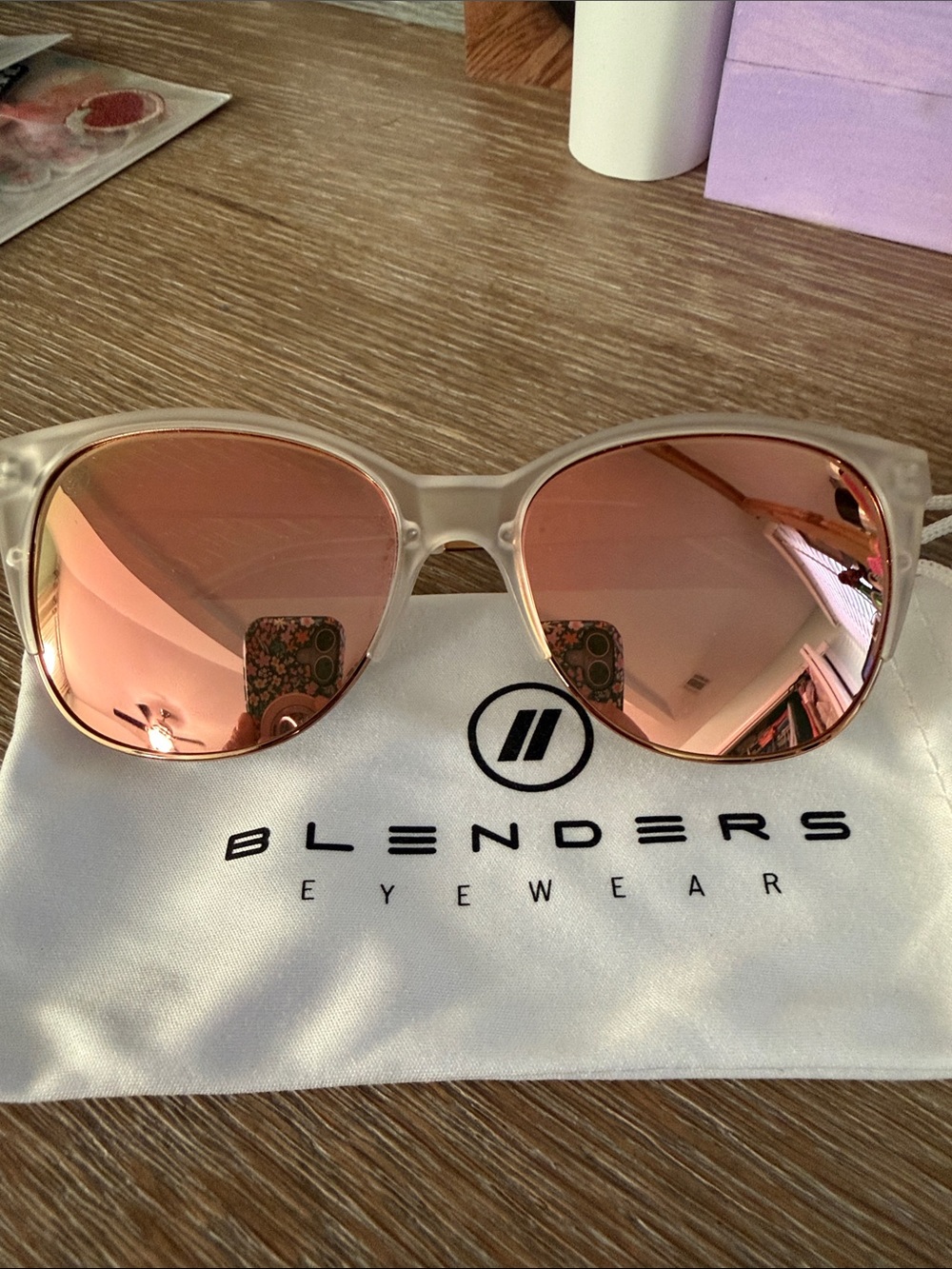 Blenders Women's Rose Gold Mirrored Sunglasses — Pink Lens